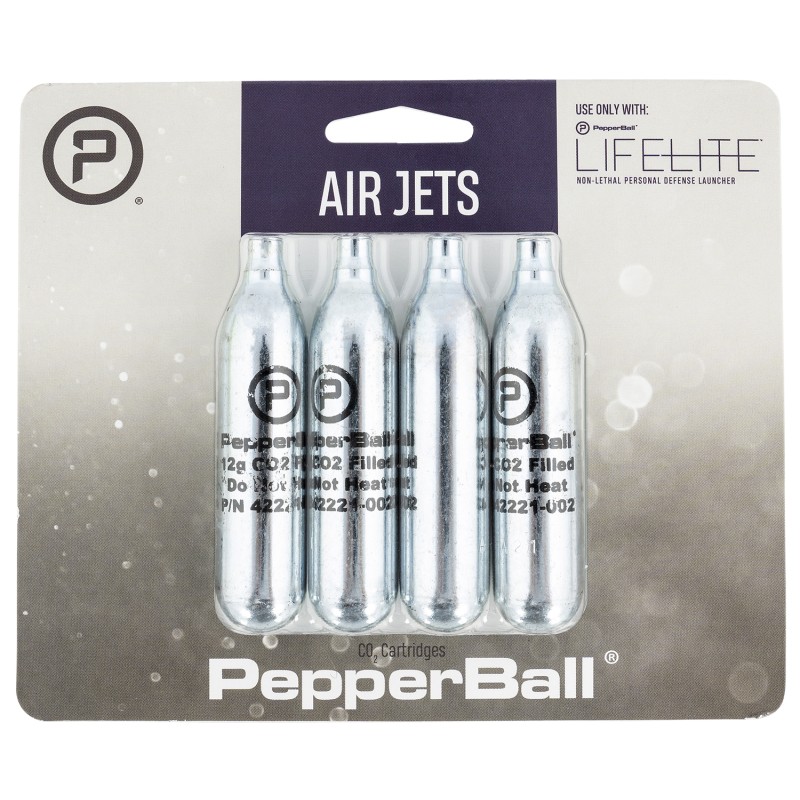 PepperBall 385010000 Lifelight CO2 Cylinder 12 gram Silver 4 Pack