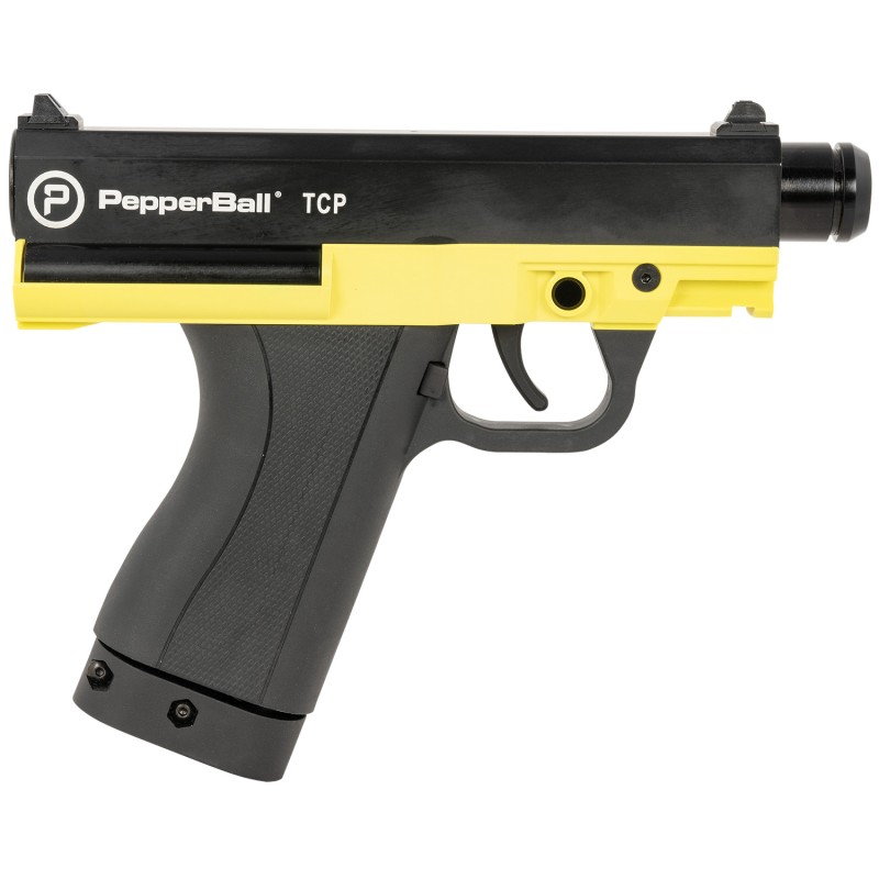 PepperBall 769030001 TCP Launcher Consumer Kit CO2N2 68 Cal 6rd 5 BlackYellow Polymer Frame with Picatinny Rail 3Dot Iron Sights