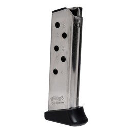 Walther Arms 2246010 PPK  6rd Detachable wFinger Rest 380 ACP Nickel Steel