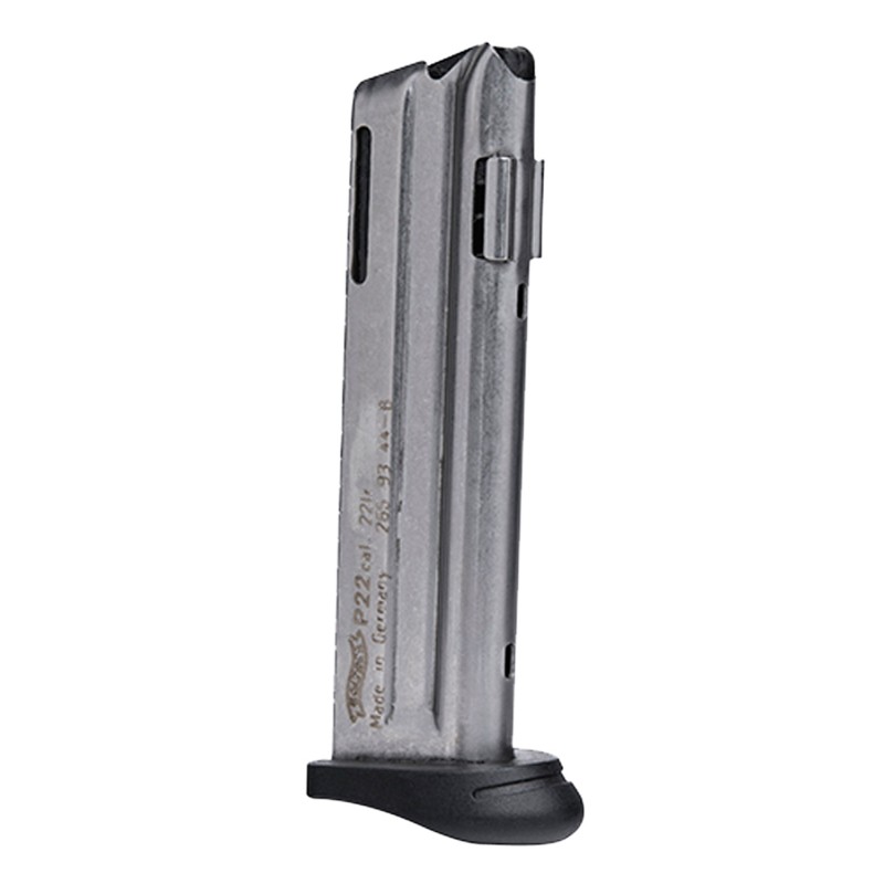 Walther Arms 512604 P22  10rd Detachable wFinger Rest 22 LR Black Steel