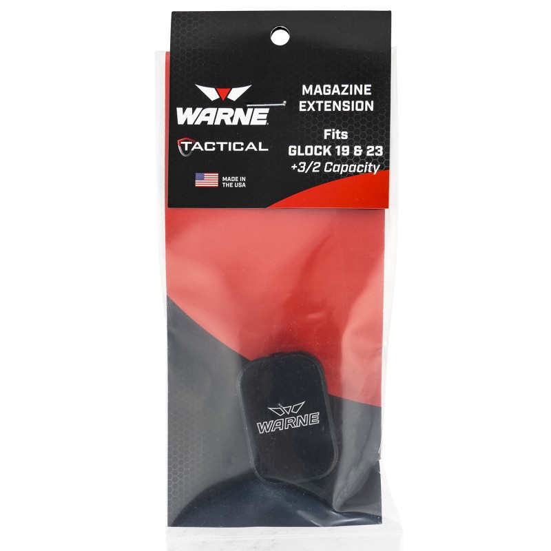 Warne MEG1932BLK Magazine Extension  made of 6061T6 Aluminum with Hardcoat Anodized Black Finish for Glock 19 23 Magazines Adds 