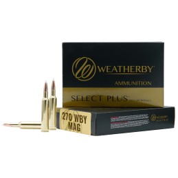 Weatherby N270150PT Select Plus  270 Wthby Mag 150 gr Nosler Spitzer Partition 20 Per Box 10 Case