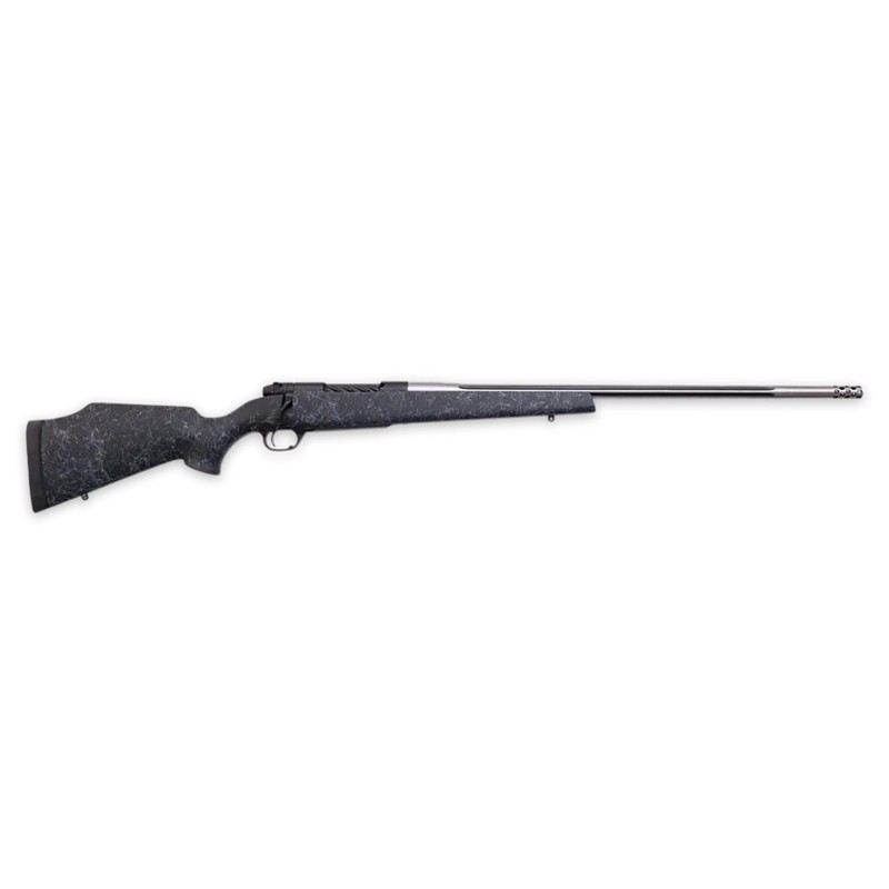 Weatherby MAM01N300PR8B Mark V Accumark 300 PRC 31 26 ThreadedFluted Stainless Barrel Graphite Black Rec Gray Webbed Black Monte