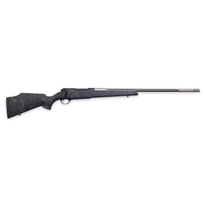 Weatherby MAM01N7MMPR8B Mark V Accumark 7mm PRC 31 24 ThreadedFluted Stainless Barrel Graphite Black Rec Gray Webbed Black Monte