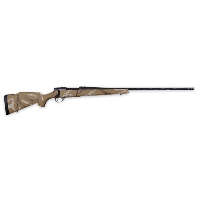 Weatherby VHH300WR8B Vanguard Outfitter 300 Wthby Mag 31 26 ThreadedSpiral Fluted Graphite Black BarrelRec Tan with Brown  White