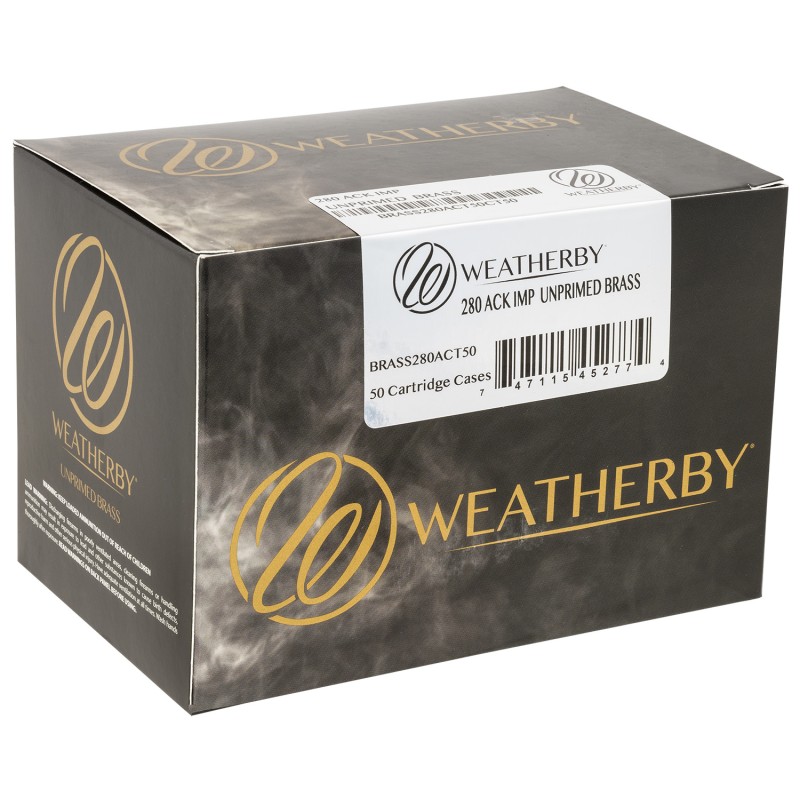 Weatherby BRASS280ACT50 Unprimed Cases  280 ACKLEY Rifle Brass 50 Per Box