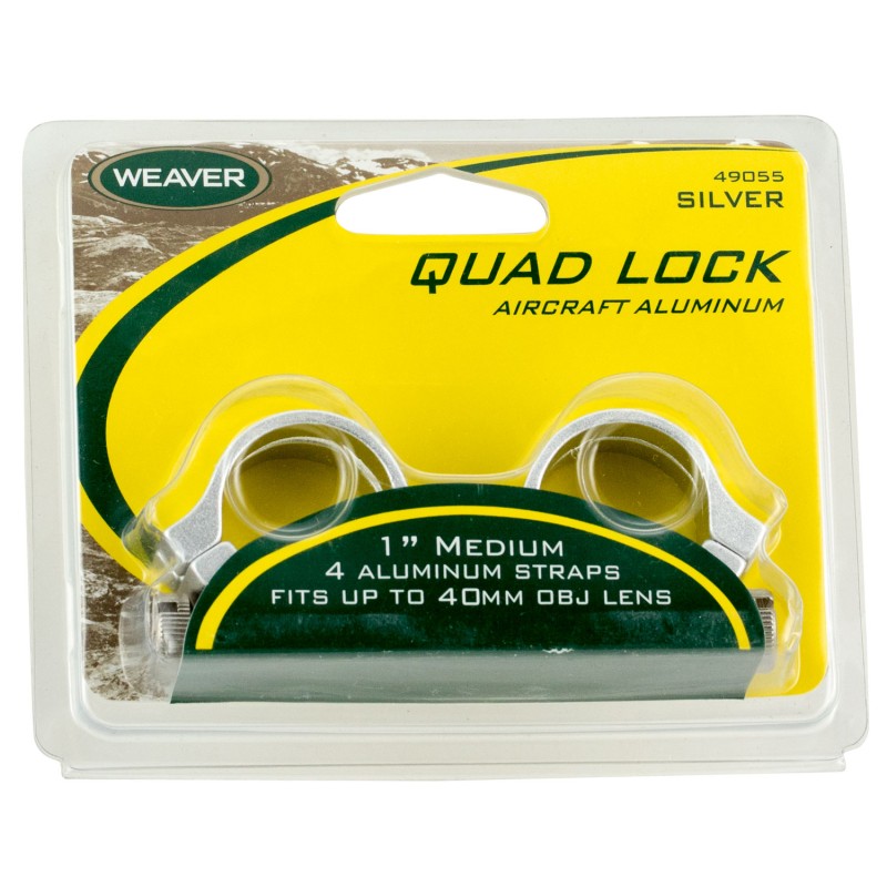 Weaver Mounts 49055 Quad Lock Detachable Rings  Silver 1 Medium