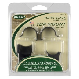 Weaver Mounts 49043 Detachable Extension Top Mount Rings  Matte Black 1 Extra High