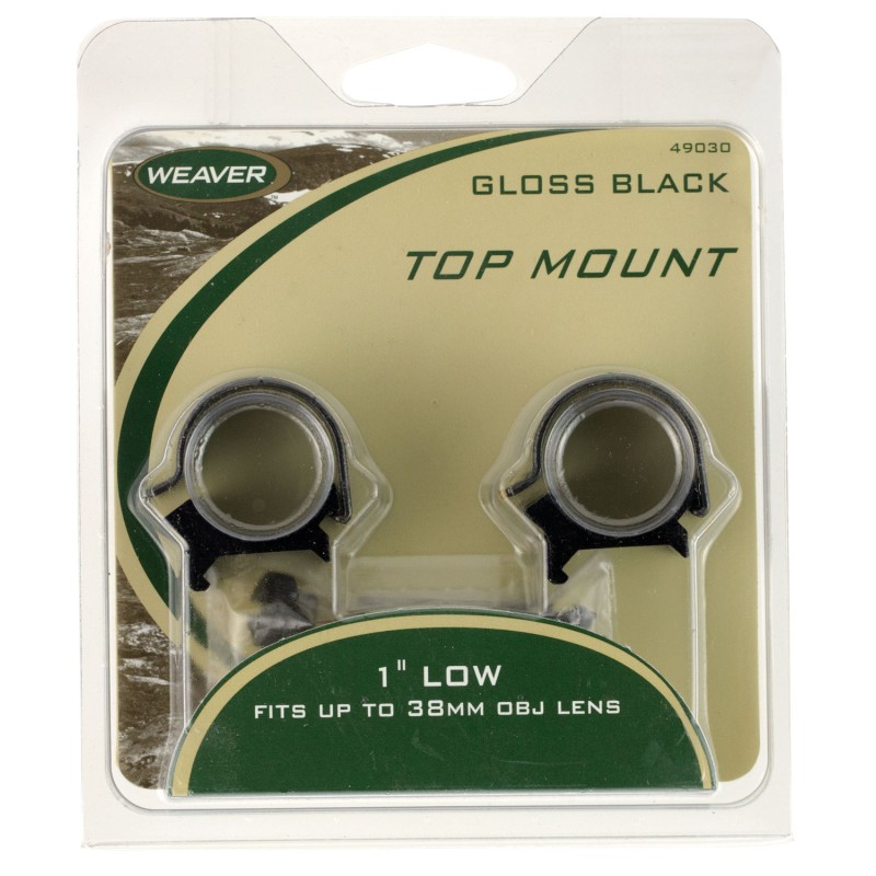 Weaver Mounts 49030 Detachable Top Mount Rings  Black 1 Low