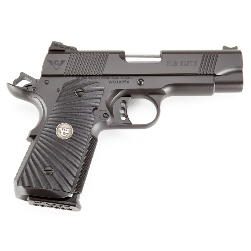 Wilson Combat CQBECP45 CQB Elite Compact Frame 45 ACP 71 4 Stainless Match Grade Barrel Black Serrated Carbon Steel Slide Black 