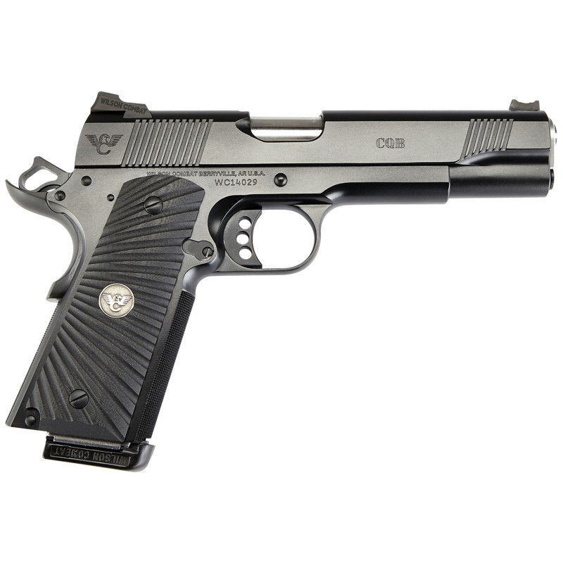 Wilson Combat CQBFS9A 1911 CQB Full Size Frame 9mm Luger 101 5 Match Grade Barrel Black Serrated Carbon Steel Slide Black ArmorT