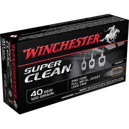 Winchester Ammo W40SWLF Super Clean  40 SW 120 gr Lead Free Full Metal Jacket 50 Per Box 10 Case