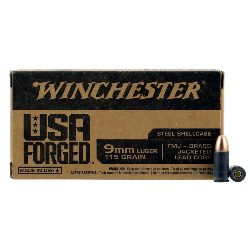 Winchester Ammo WIN9SV USA Forged 9mm Luger 115 gr Full Metal Jacket 50 Per Box 10 Case