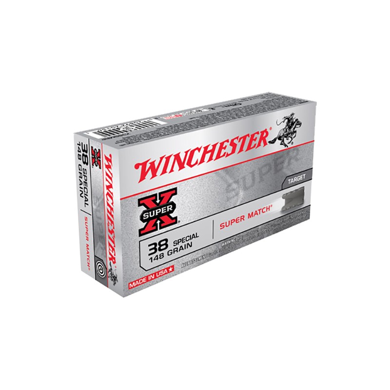 Winchester Ammo X38SMRP Super X  38 Special 148 gr Super Match Lead Semi Wadcutter 50 Per Box 10 Case