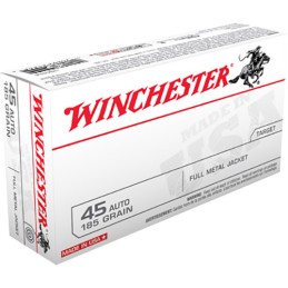 Winchester Ammo USA45A USA  45 ACP 185 gr Full Metal Jacket Flat Nose 50 Per Box 10 Case