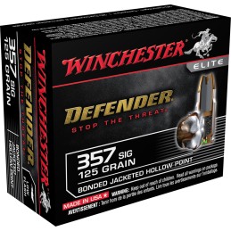 Winchester Ammo S357SPDB Defender  357 Sig 125 gr Bonded Jacket Hollow Point 20 Per Box 10 Case