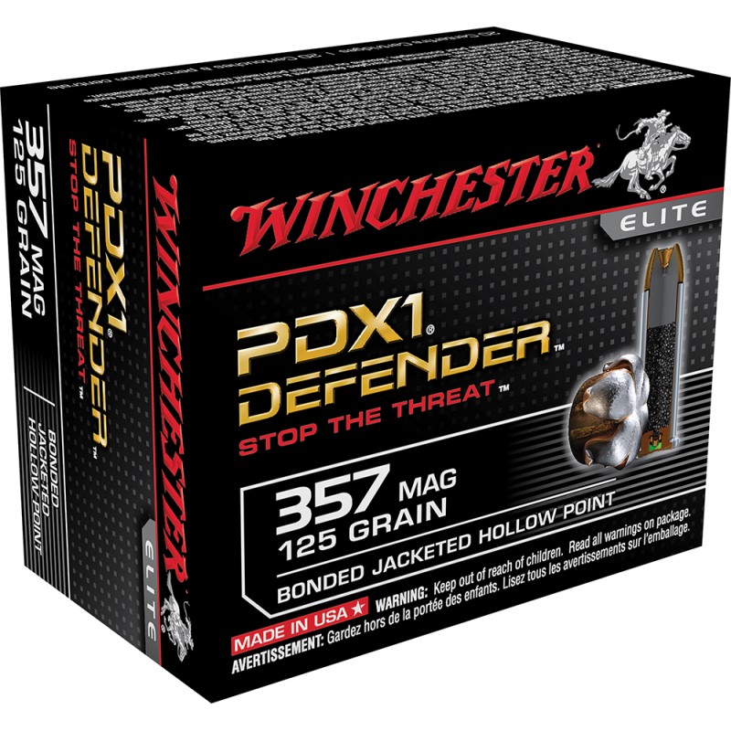 Winchester Ammo S357MPDB Defender  357 Mag 125 gr Bonded Jacket Hollow Point 20 Per Box 10 Case