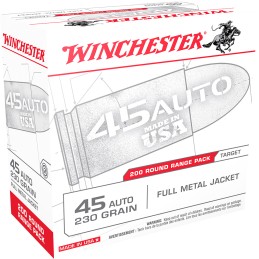 Winchester Ammo USA45W USA Range Pack 45 ACP 230 gr Full Metal Jacket 200 Per Box 3 Case