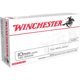 Winchester Ammo USA10MM USA  10mm Auto 180 gr Full Metal Jacket Flat Nose 50 Per Box10 Case