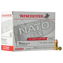 Winchester Ammo USA9NATO USA Value Pack 9mm Luger 124 gr Full Metal Jacket 150 Per Box 5 Case