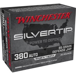 Winchester Ammo W380ST Silvertip  380 ACP 85 gr Silvertip Jacket Hollow Point 20 Per Box 10 Case