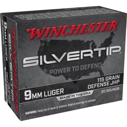 Winchester Ammo W9MMST Silvertip  9mm Luger 115 gr Silvertip Jacket Hollow Point 20 Per Box 10 Case