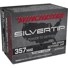 Winchester Ammo W357ST Silvertip  357 Mag 145 gr Silvertip Jacket Hollow Point 20 Per Box 10 Case