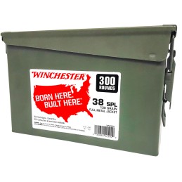 Winchester Ammo WW38C USA Ammo Can 38 Special 130 gr Full Metal Jacket 300 Per Box 2 Case