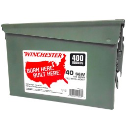 Winchester Ammo WW40C USA Ammo Can 40 SW 165 gr Full Metal Jacket Truncated Cone 400 Per Box 2 Case