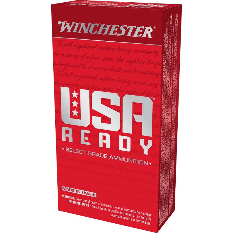 Winchester Ammo RED10 USA Ready 10mm Auto 180 gr Full Metal Jacket Flat Nose 50 Per Box 10 Case