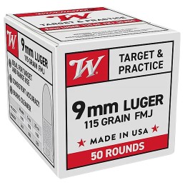 Winchester Ammo W9MM50   9mm Luger 115 gr Full Metal Jacket 50 Per Box 20 Case