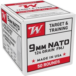 Winchester Ammo W9NATO50   9mm 124 gr Full Metal Jacket 50 Per Box 20 Case