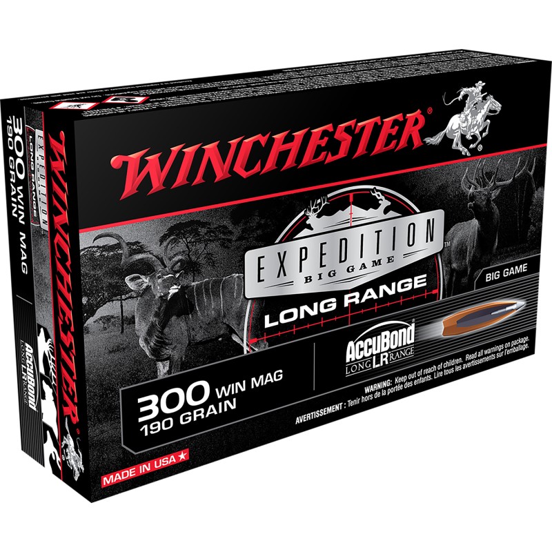 Winchester Ammo S300LR Expedition Big Game Long Range 300 Win Mag 190 gr Nosler AccuBond Long Range 20 Per Box 10 Case