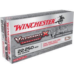 Winchester Ammo X22250PLF Varmint X  22250 Rem 38 gr Lead Free Polymer Tip Rapid Expansion 20 Per Box 10 Case