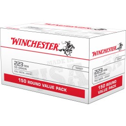 Winchester Ammo W223150 USA  223 Rem 55 gr Full Metal Jacket 150 Per Bx 4 Case Value Pack