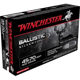 Winchester Ammo SBST4570 Ballistic Silvertip  4570 Gov 300 gr Rapid Controlled Expansion Polymer Tip 20 Per Box 10 Case