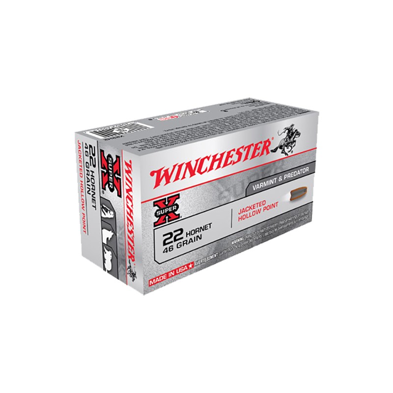 Winchester Ammo X22H2 Super X  22 Hornet 46 gr Jacket Hollow Point 50 Per Box 10 Case