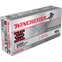 Winchester Ammo X222R Super X  222 Rem 50 gr Jacketed Soft Point 20 Per Box 10 Case