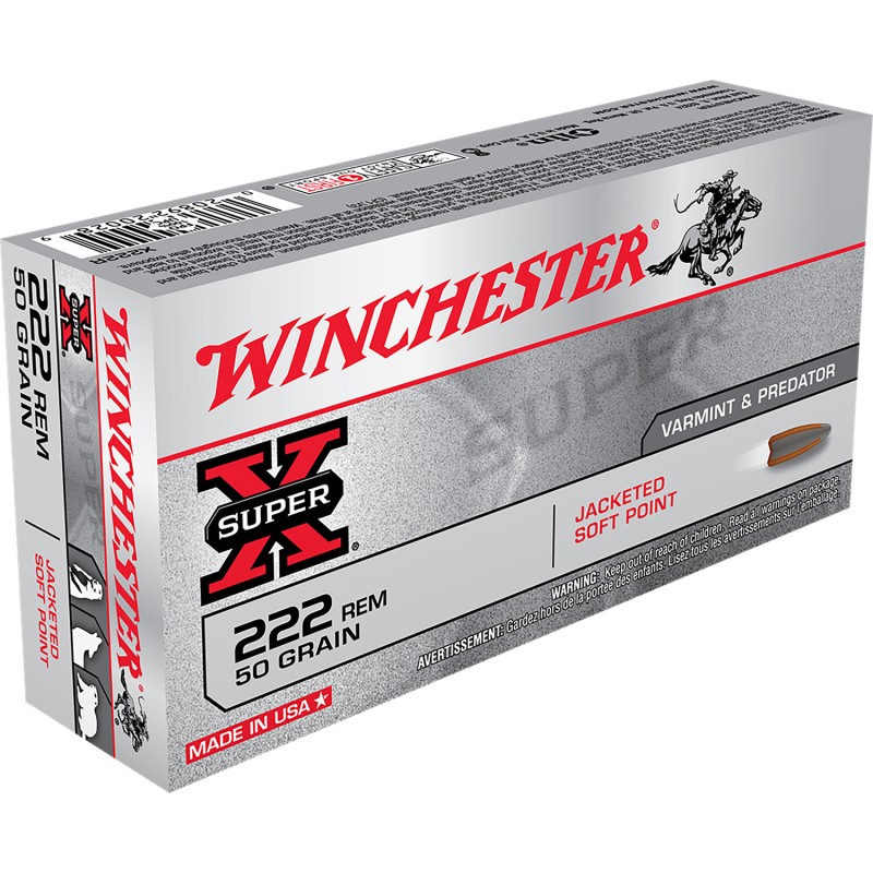 Winchester Ammo X222R Super X  222 Rem 50 gr Jacketed Soft Point 20 Per Box 10 Case