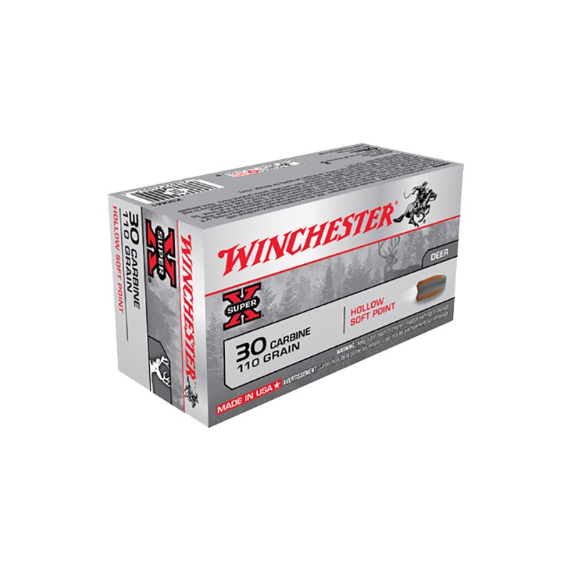 Winchester Ammo X30M1 Super X  30 Carbine 110 gr Hollow Soft Point 50 Per Box 10 Case