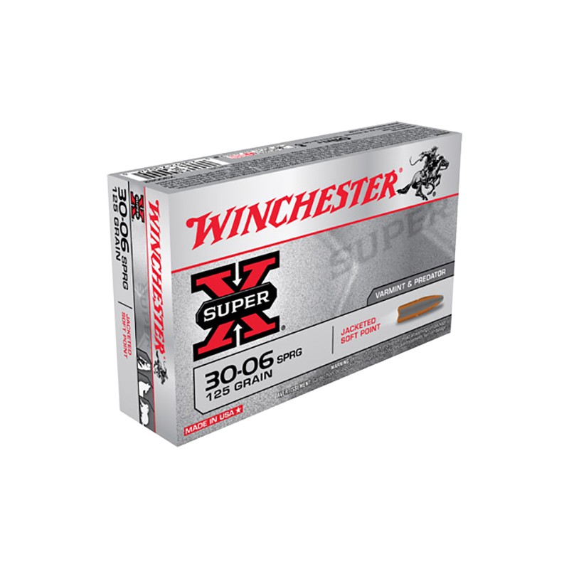 Winchester Ammo X30062 Super X  3006 Springfield 125 gr Pointed Soft Point 20 Per Box 10 Case