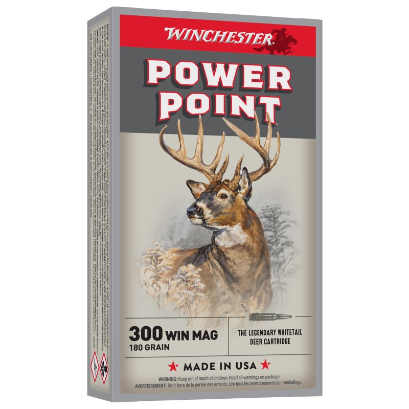 Winchester Ammo X30WM2 PowerPoint  300 Win Mag 180 gr Power Point 20 Per Box 10 Case