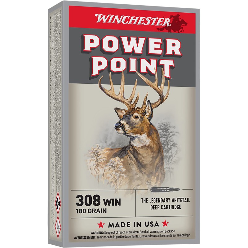 Winchester Ammo X3086 PowerPoint  308 Win 180 gr Power Point 20 Per Box 10 Case