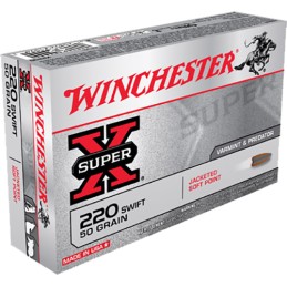 Winchester Ammo X220S Super X  220 Swift 50 gr Jacketed Soft Point 20 Per Box 10 Case