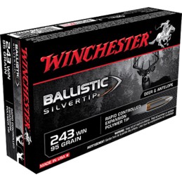 Winchester Ammo SBST243A Ballistic Silvertip  243 Win 95 gr Rapid Controlled Expansion Polymer Tip 20 Per Box 10 Case