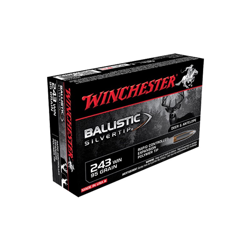 Winchester Ammo SBST243A Ballistic Silvertip  243 Win 95 gr Rapid Controlled Expansion Polymer Tip 20 Per Box 10 Case