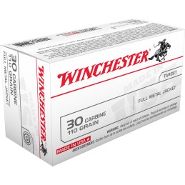 Winchester Ammo Q3132 USA  30 Carbine 110 gr Full Metal Jacket 50 Per Box 10 Case