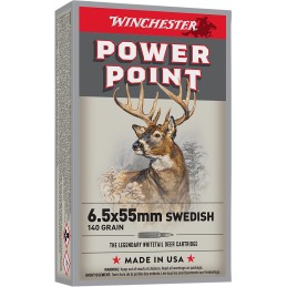 Winchester Ammo X6555 PowerPoint  6.5x55 Swedish 140 gr Power Point 20 Per Box 10 Case