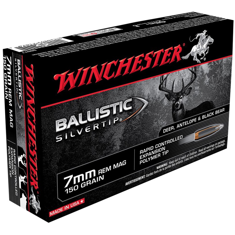 Winchester Ammo SBST7 Ballistic Silvertip  7mm Rem Mag 150 gr Rapid Controlled Expansion Polymer Tip 20 Per Box 10 Case