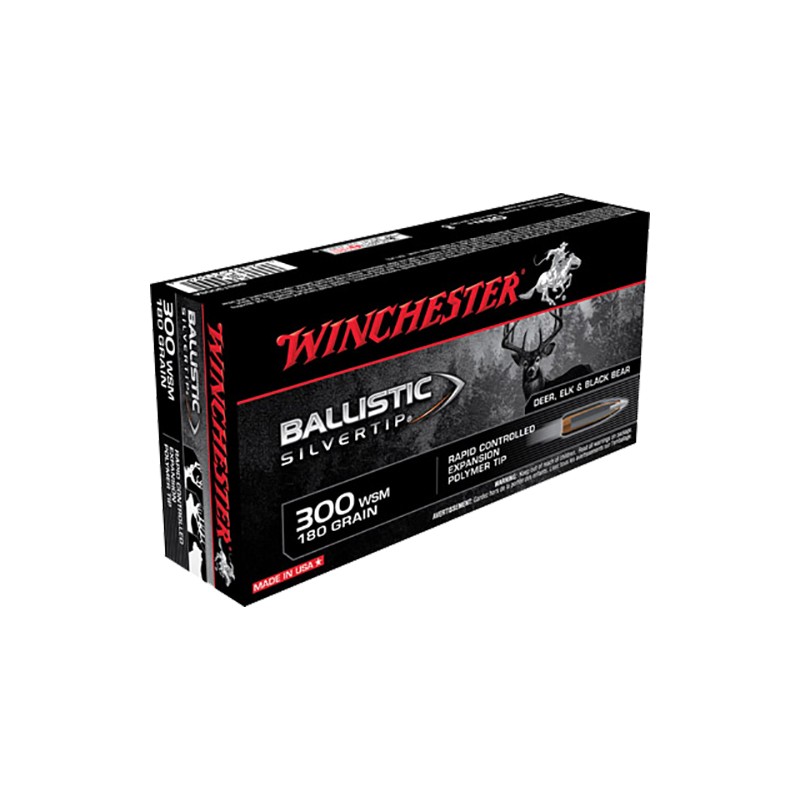 Winchester Ammo SBST300SA Ballistic Silvertip  300 WSM 180 gr Rapid Controlled Expansion Polymer Tip 20 Per Box 10 Case